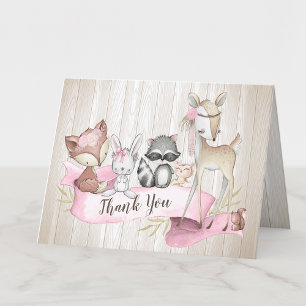 Meisje Bosdier Vrienden Baby Shower Bedankkaart