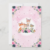 Meisje bosdieren marine roze bloem baby shower kaart (Achterkant)