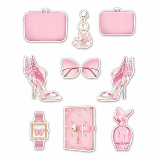 Meisje Boss Decals Hoge Mode Roze Bling Stickers (Voorkant)