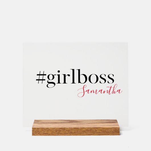 "Meisje Boss" Desk Sign met naam Acryl Bord (Voorkant)