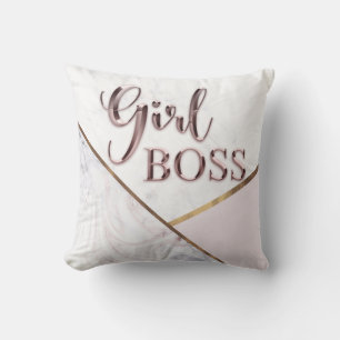 Meisje Boss Roze Chrome Marmer Trendy Modern Chiqu Kussen