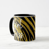 Meisje Boss Zebra Stripes & Faux Gouden Glitter Mok (Voorkant links)