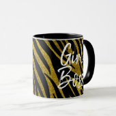 Meisje Boss Zebra Stripes & Faux Gouden Glitter Mok (Voorkant rechts)