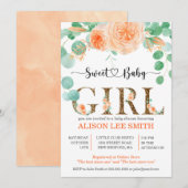 Meisje Botanisch blauwgroen en oranje Baby shower (Voorkant / Achterkant)