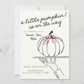 Meisje Bow Herfst Baby shower Pompoenen hand getek Save The Date (Voorkant)