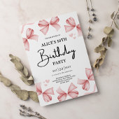 Meisje Bow Roze Verjaardag Party Uitnodiging