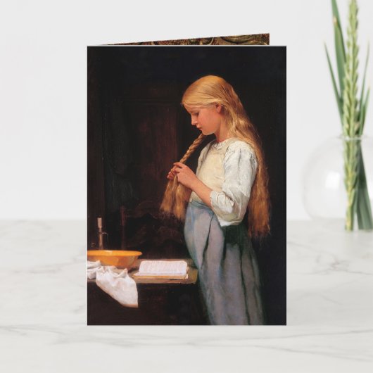 Meisje Braiding Hair en studeren Albert Anker Kaart (Voorkant)