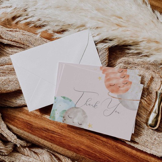 Meisje buitenruimte Baby shower Dank je wel Bedankkaart