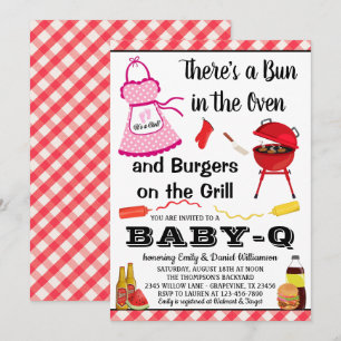 Meisje Bun In The Oven Barbecue Baby Shower Kaart