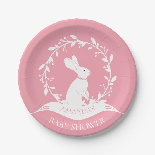 Meisje Bunny Baby shower 7" Bord (Voorkant)