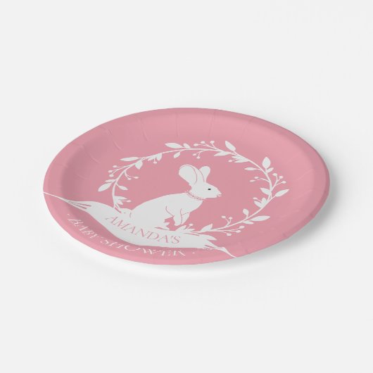 Meisje Bunny Baby shower 7" Bord (Gekanteld)
