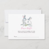 Meisje Bunny Baby shower Luier Raffle Kaart (Voorkant)