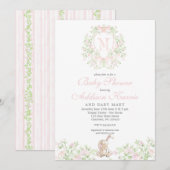 Meisje Bunny Baby shower uitnodiging (Voorkant / Achterkant)