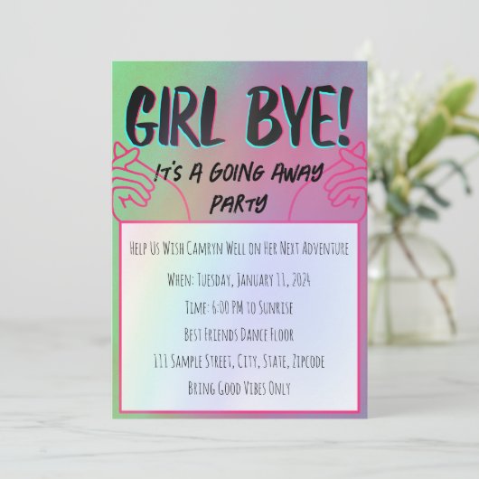 Meisje bye een gaan weg ontwerp kaart (Staand voorkant)