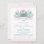 Meisje Cactus Baby Shower Uitnodigingen (Voorkant)