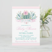 Meisje Cactus Baby Shower Uitnodigingen (Staand voorkant)