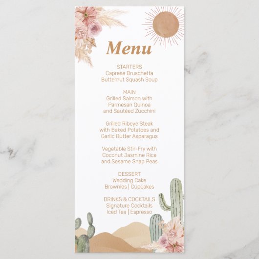 Meisje Cactus Woestijn Baby Shower Zuidwestelijk M Menu (Voorkant)