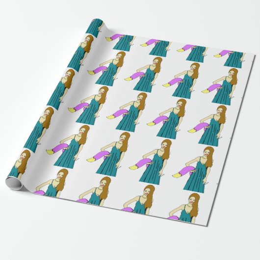meisje cadeaupapier (Uitgerold)