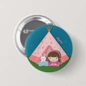 Meisje Camping Teepee Tent Konijn Ronde Button 5,7 Cm (Voorkant /achterkant)