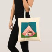 Meisje Camping Teepee Tent Konijn Tote Bag (Voorkant (product))