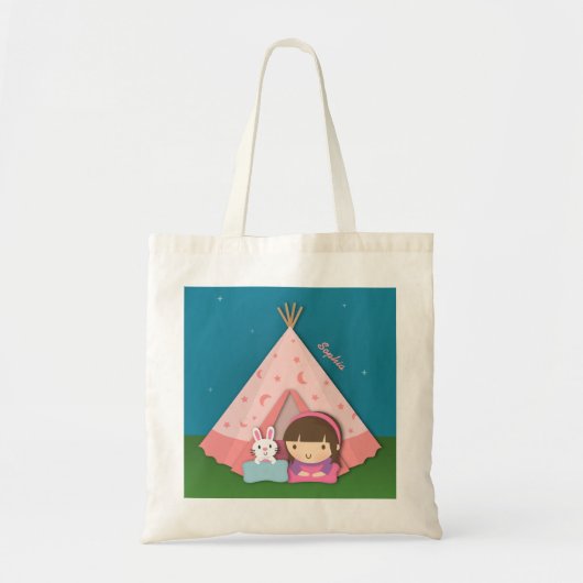 Meisje Camping Teepee Tent Konijn Tote Bag (Voorkant)