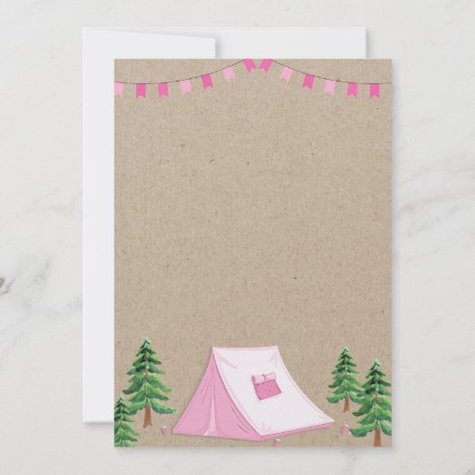 Meisje Campout Verjaardag Uitnodiging Achtertuin C (Achterkant)