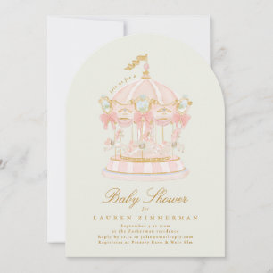 Meisje Carrousel Sprookje Salie Boog Baby Shower Kaart