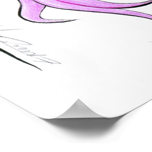  meisje Cartoon portret Roze haar Schuilgezicht Poster (Hoek)