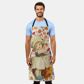 Meisje Carving Apple en kleurrijke pompoenen Hallo Schort (Gedragen)