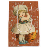 Meisje Carving Apple Halloween Medium Cadeauzakje (Achterkant)