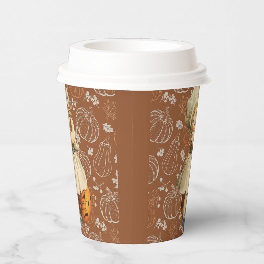 Meisje Carving Apple Halloween Papieren Bekers (Rechts)