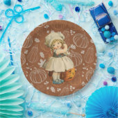 Meisje Carving Apple Halloween Papieren Bordje (Feest)