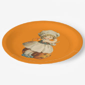 Meisje Carving Apple Halloween Papieren Bordje (Gekanteld)