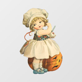Meisje Carving Apple Halloween Raamsticker
