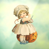Meisje Carving Apple Halloween Raamsticker (Vel 3)