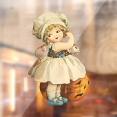 Meisje Carving Apple Halloween Raamsticker (Vel 2)