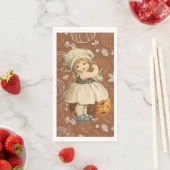 Meisje Carving Apple Halloween Servet (Insitu)