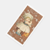 Meisje Carving Apple Halloween Servet (Hoek)