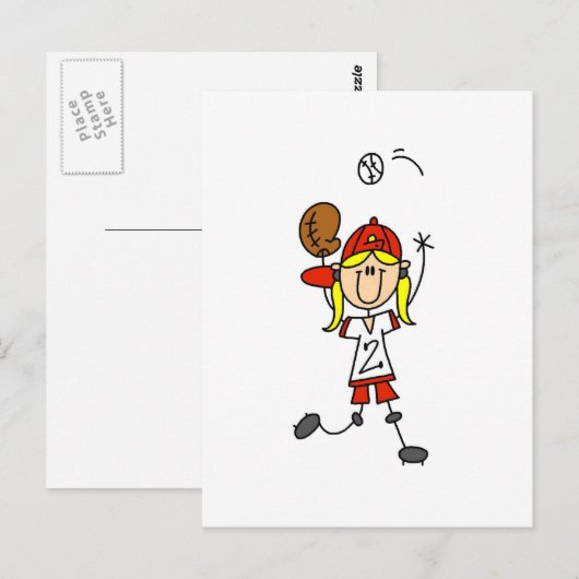 Meisje Catching Baseball T-shirts en geschenken Briefkaart (Voorkant / Achterkant)