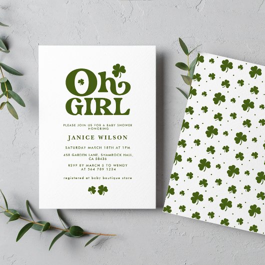 Meisje Charm St. Patrick's Day Baby shower Kaart