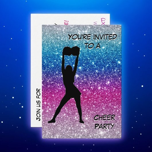 Meisje Cheer Roze Paarse Blauw Glitter Ombre Verja Kaart