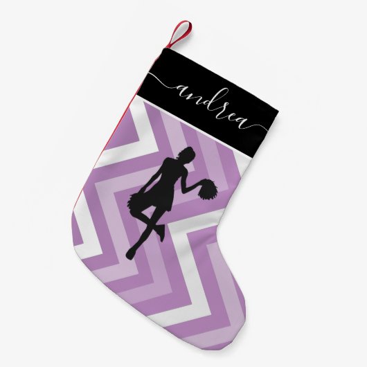  meisje Cheerleader Silhouette Girly Pink Kleine Kerstsok (Voorkant (Hangend))