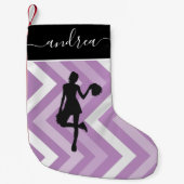  meisje Cheerleader Silhouette Girly Pink Kleine Kerstsok (Voorkant)