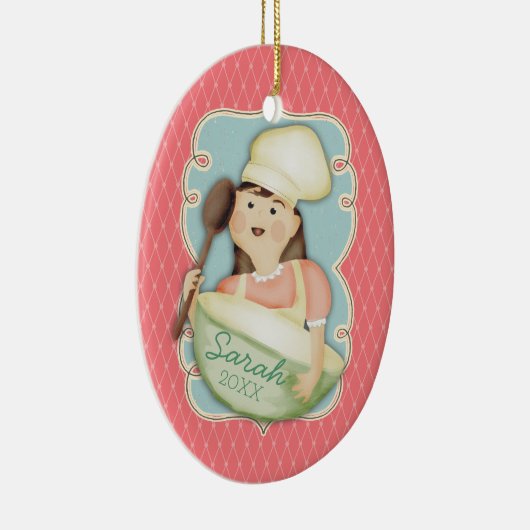  meisje chef-kok mengkom kerst ornament (Rechts)