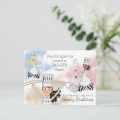 Meisje chef-kok vork koken bakken kookboek recept  briefkaart (Staand voorkant)