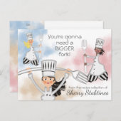 Meisje chef-kok vork koken bakken kookboek recept  briefkaart (Voorkant / Achterkant)