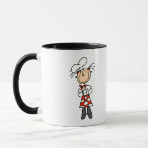 Meisje Chef Stick Figure T-shirts en Cadeaus Mok
