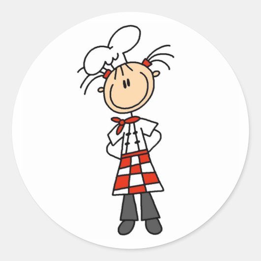Meisje Chef Stick Figuur Stickers (Voorkant)