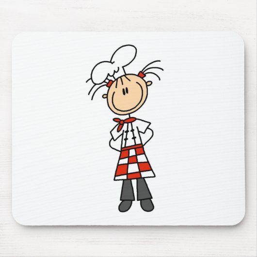 Meisje Chef Stickfiguur Muismatten (Voorkant)