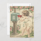 Meisje Cherub Hart Cupido Mailbox Valentijn Feestdagenkaart (Voorkant / Achterkant)